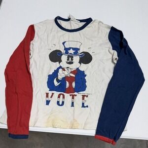 Vintage Kennington Mickey Mouse uncle sam parody Vote Shirt 60s/70s longsleeve